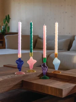 Discount &k Amsterdam Bougeoir de verre Flux Lilas, vert foncé