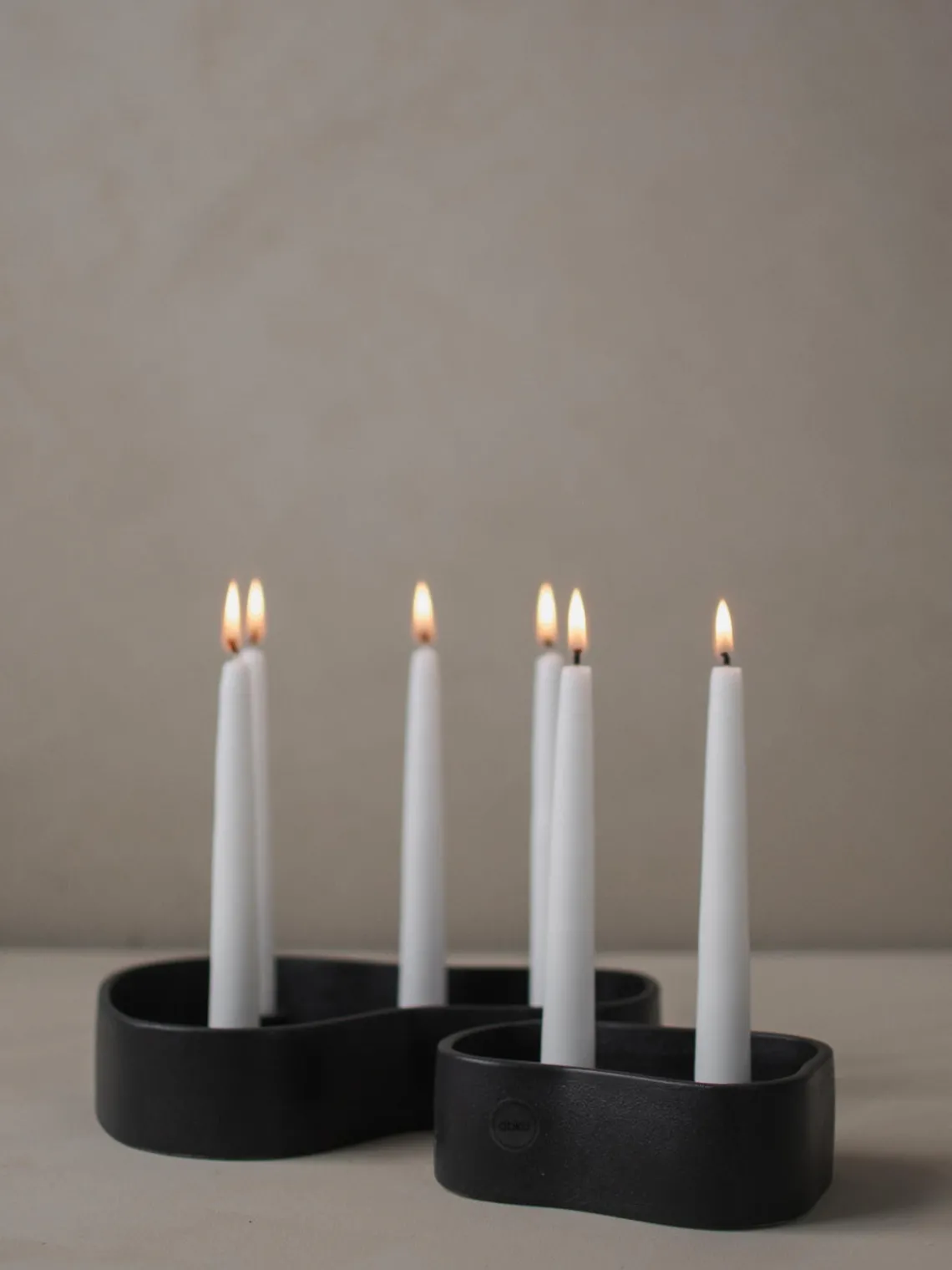 Outlet DBKD Bougeoir en céramique Fill Me Up, larg. 15 cm Noir, mat