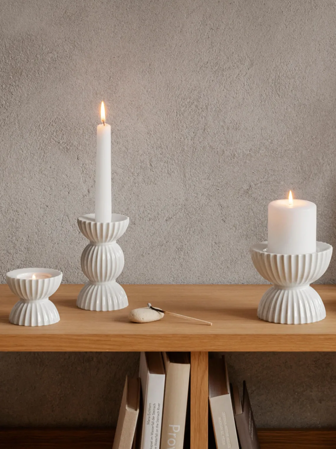 Outlet Lyngby Porcelaen Bougeoir en porcelaine avec surface striée Tura