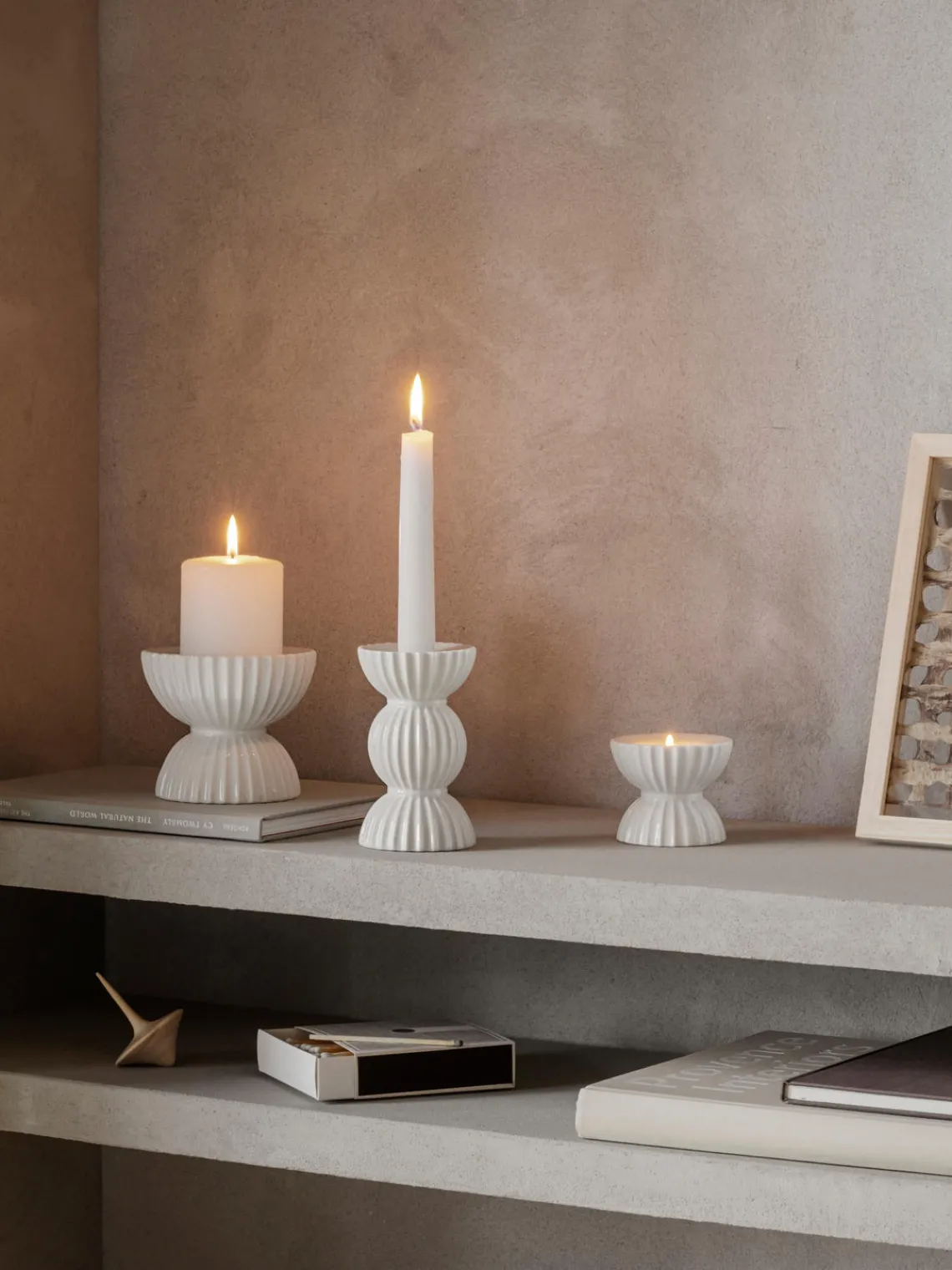 Outlet Lyngby Porcelaen Bougeoir en porcelaine avec surface striée Tura