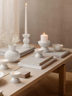Online Lyngby Porcelaen Bougeoir en porcelaine avec surface striée Tura