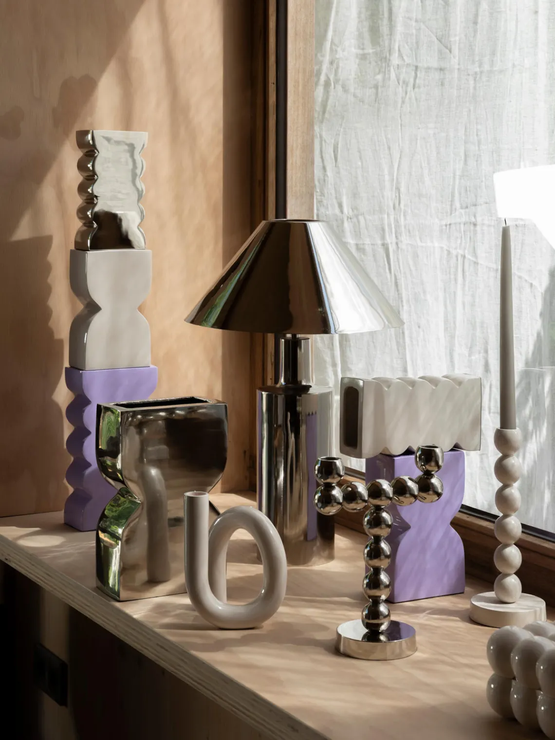 New Zuiver Bougeoir en porcelaine Bubble Blanc cassé