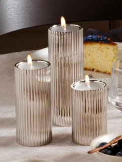 New GEORG JENSEN Bougeoir strié Bernadotte, haut. 14 cm
