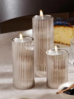 Outlet GEORG JENSEN Bougeoir strié Bernadotte, haut. 11 cm