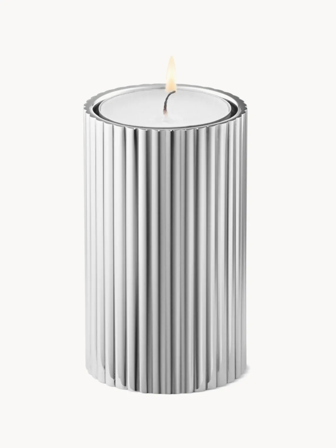 Fashion GEORG JENSEN Bougeoir strié Bernadotte, haut. 8 cm