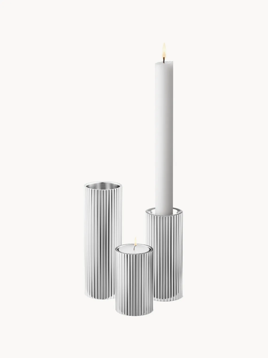 Fashion GEORG JENSEN Bougeoir strié Bernadotte, haut. 8 cm