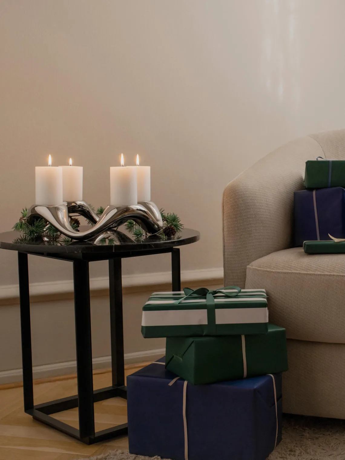 New GEORG JENSEN Bougeoirs à réchaud en acier inoxydable de forme organique Cobra