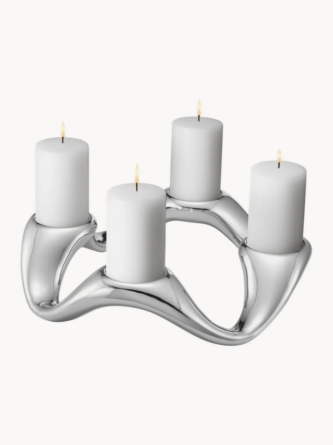 New GEORG JENSEN Bougeoirs à réchaud en acier inoxydable de forme organique Cobra