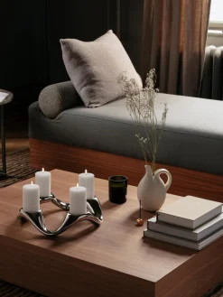 New GEORG JENSEN Bougeoirs à réchaud en acier inoxydable de forme organique Cobra