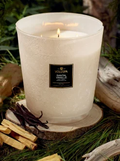 Outlet Voluspa Bougie parfumée artisanale à cinq mèches Japonica Collection (santal, vanille Bourbon & oud) Santal, vanille française Bourbon & Oud