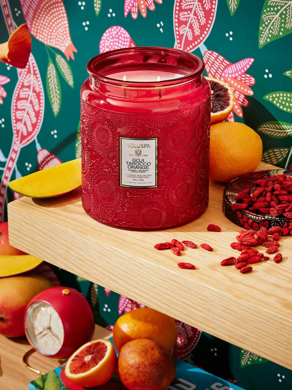 Discount Voluspa Bougie parfumée artisanale à deux mèches Japonica Collection Baie de goji, mangue & orange tarocco