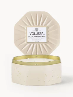 Fashion Voluspa Bougie parfumée artisanale à trois mèches Bougie Parfumee (noix de coco, fleur de manguier & papaye) Noix de coco fraîche, fleur de mangue & papaye
