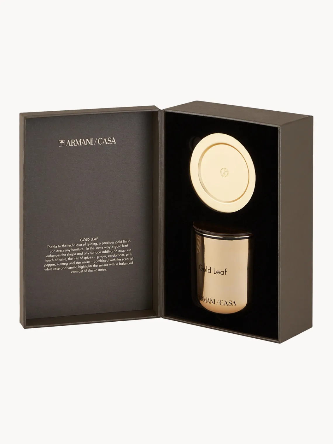 Outlet Armani Casa Bougie parfumée Pegaso Gold Leaf Gingembre, cardamome et rose poivre