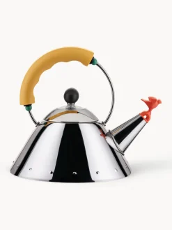 Hot ALESSI Bouilloire avec sifflet Bird, 1 L Argenté, jaune soleil, orange