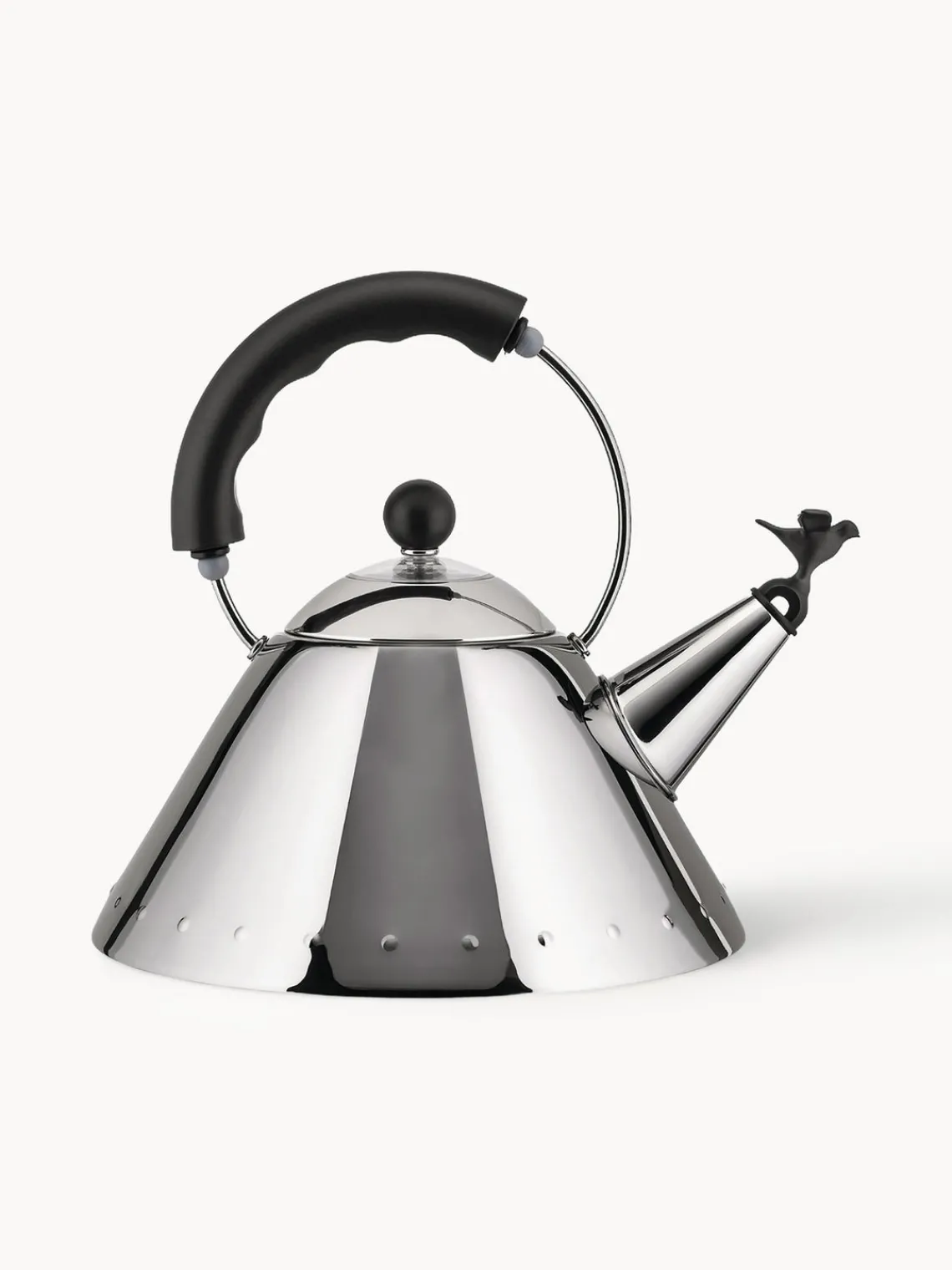Best ALESSI Bouilloire avec sifflet Bird, 2 L Argenté, noir