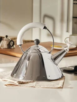 Sale ALESSI Bouilloire avec sifflet Bird, 2 L Argenté, blanc