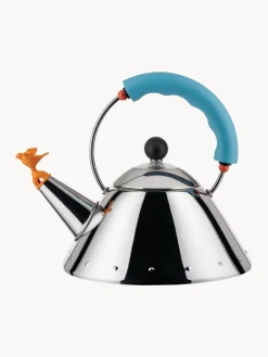 Fashion ALESSI Bouilloire avec sifflet Bird, 1 L Argenté, bleu, orange