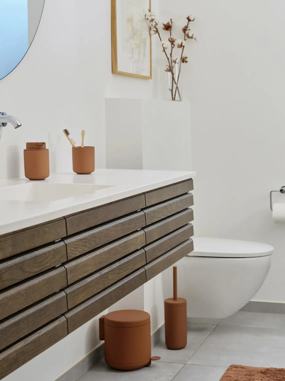 Hot Zone Denmark Brosse pour WC avec récipient Omega Terracotta