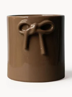 Fashion DBKD Cache-pot en céramique Bow, haut. 14 cm Nougat, haute brillance
