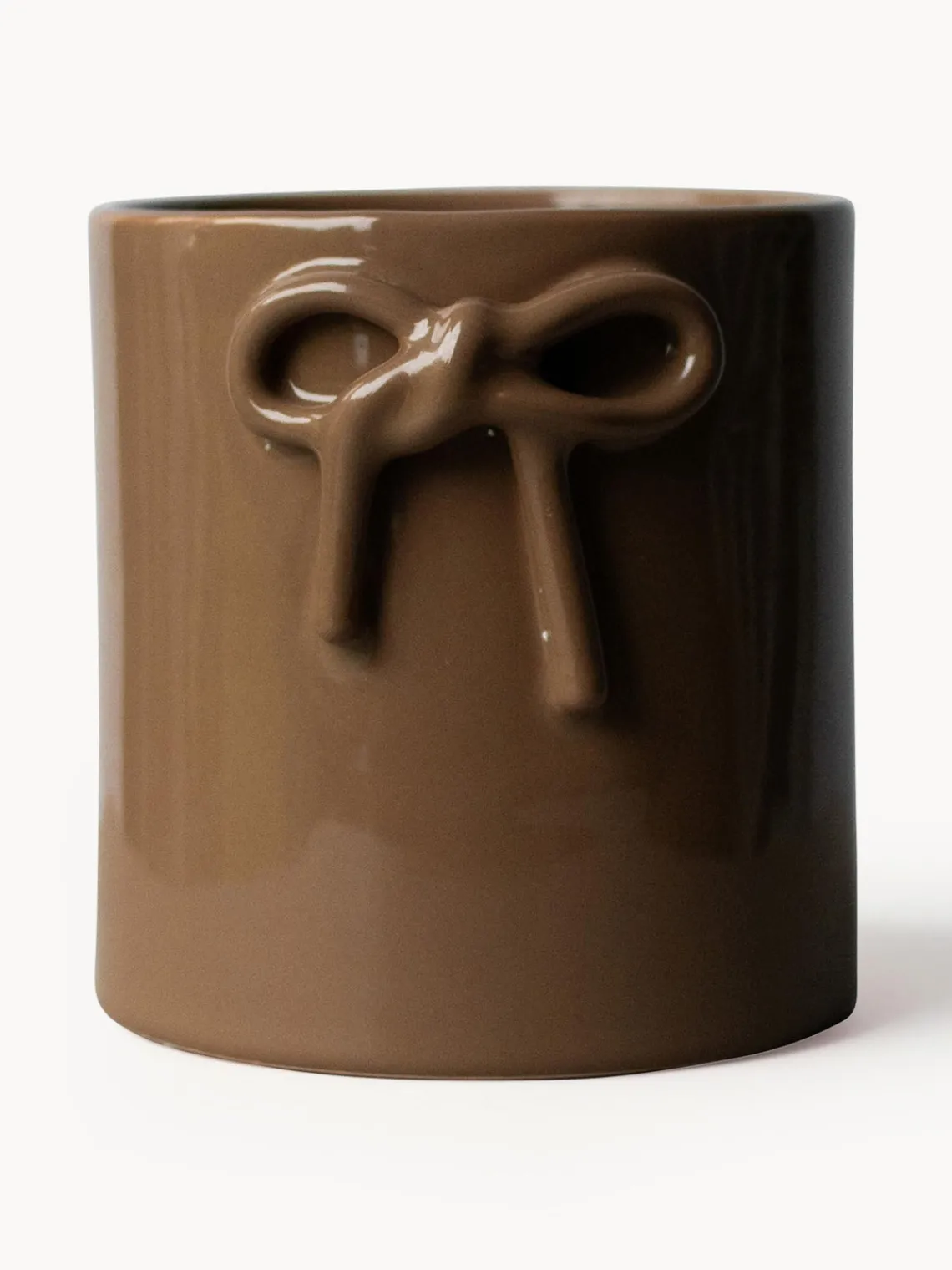 Fashion DBKD Cache-pot en céramique Bow, haut. 14 cm Nougat, haute brillance