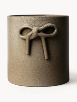 Best DBKD Cache-pot en céramique Bow, haut. 14 cm Beige, chiné et mat