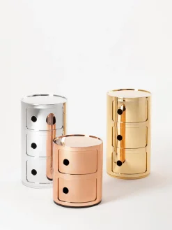 Discount Kartell Caisson design 3 modules Componibili Argenté