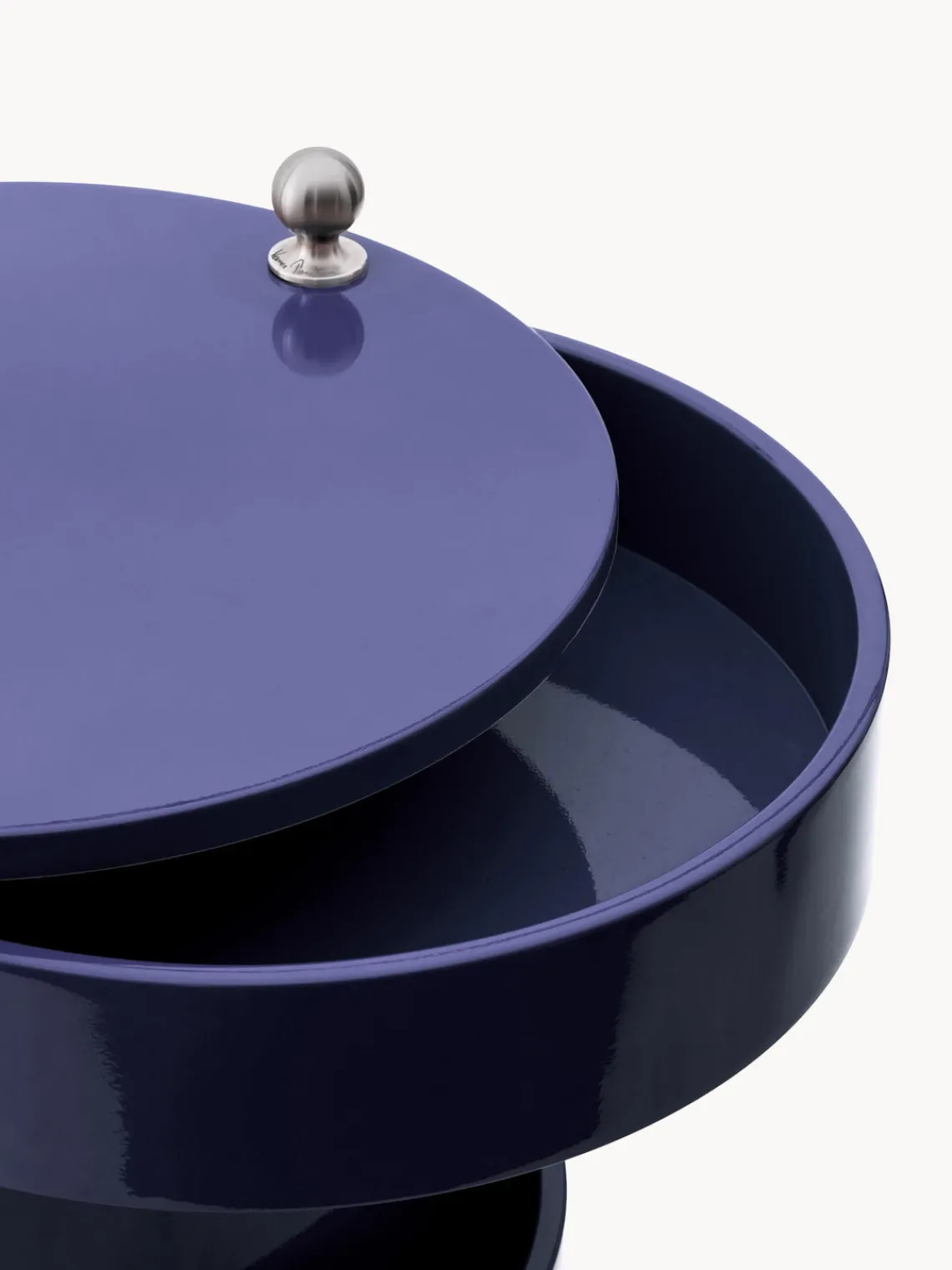 Hot Verpan Caisson roulant rond Barboy, design Verner Panton Bleu foncé, haute brillance