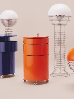Fashion Verpan Caisson roulant rond Barboy, design Verner Panton Orange, haute brillance