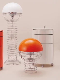 Hot Verpan Caisson roulant rond Barboy, design Verner Panton Blanc crème, haute brillance