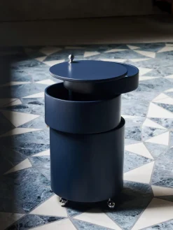 Fashion Verpan Caisson roulant rond Barboy, design Verner Panton Bleu pétrole, mat