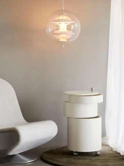 New Verpan Caisson roulant rond Barboy, design Verner Panton Blanc, mat