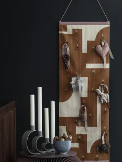 New Broste Copenhagen Calendrier de Noël en coton Karla Brun clair, blanc crème