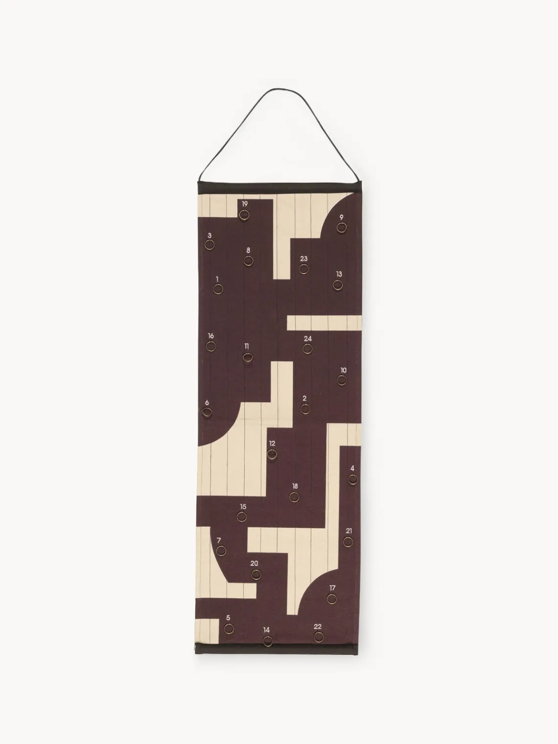 Hot Broste Copenhagen Calendrier de Noël en coton Karla Aubergine, blanc crème