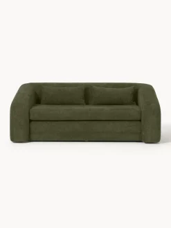 Best Westwing Collection Canapé convertible 2 places en peluche-bouclette Eliot Peluche-bouclette vert foncé