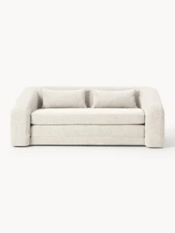 Clearance Westwing Collection Canapé convertible 2 places en peluche-bouclette Eliot Peluche-bouclé blanc cassé