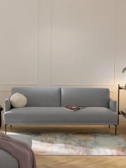 Best Westwing Collection Canapé convertible 3 places Fluente Tissu gris clair