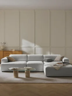 Best Westwing Collection Canapé d'angle 4 places Melva Tissu gris clair