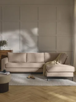 Best Westwing Collection Canapé d'angle convertible 3 places avec matelas Luna Tissu nougat