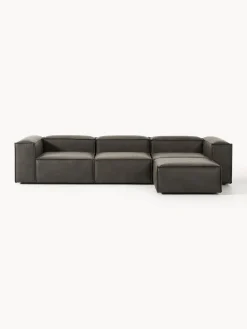 Best Westwing Collection Canapé d'angle modulable 4 places en cuir recyclé avec pouf Lennon Cuir taupe