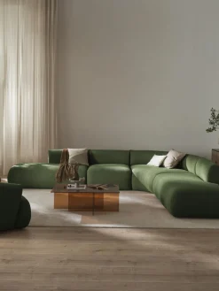Best Westwing Collection Canapé d'angle modulable 4 places en bouclette Sofia Bouclette vert foncé