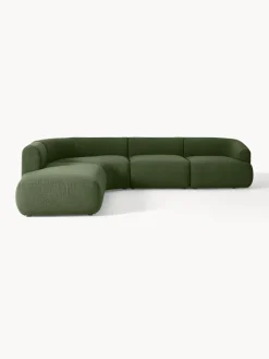 Best Westwing Collection Canapé d'angle modulable 4 places en bouclette Sofia Bouclette vert foncé