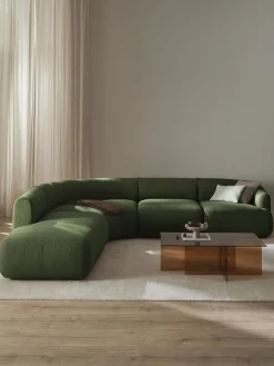Best Westwing Collection Canapé d'angle modulable 4 places en bouclette Sofia Bouclette vert foncé