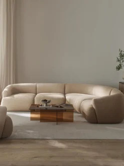 Best Westwing Collection Canapé d'angle modulable 4 places en bouclette Sofia Bouclette beige clair