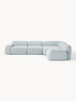 Best Westwing Collection Canapé d'angle modulable 4 places en bouclette Wolke Bouclette bleu ciel