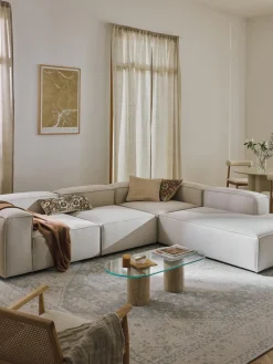 Best Westwing Collection Canapé d'angle XL modulable Lennon Tissu blanc cassé