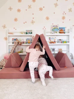 Outlet Funzy Canapé de jeu modulaire en velours Mila Velours vieux rose