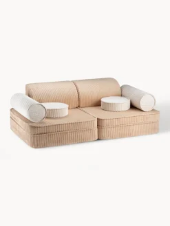 New Wigiwama Canapé de jeu modulaire en velours côtelé pour enfants Sugar Velours côtelé beige, blanc crème