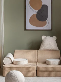 New Wigiwama Canapé de jeu modulaire en velours côtelé pour enfants Sugar Velours côtelé beige, blanc crème