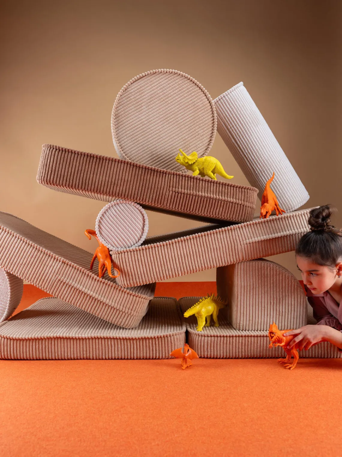 New Wigiwama Canapé de jeu modulaire en velours côtelé pour enfants Sugar Velours côtelé beige, blanc crème