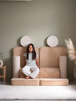 New Wigiwama Canapé de jeu modulaire en velours côtelé pour enfants Sugar Velours côtelé beige, blanc crème